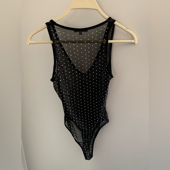 Charlotte Russe Rhinestone Sheer Black Bodysuit Size Small - Picture 2 of 5